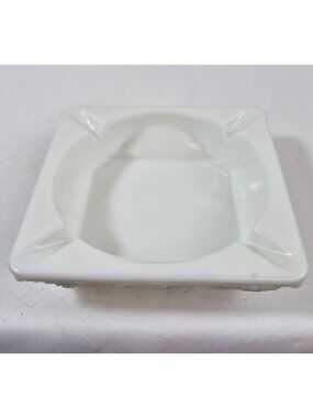 Vintage Westmoreland Milk Glass Ashtray Grape Vine Square White Glass 5 Inch